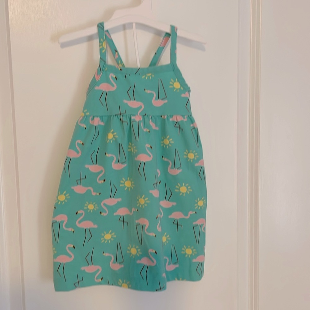 Hanna Andersson girls summer dress, with flamingo and sun print